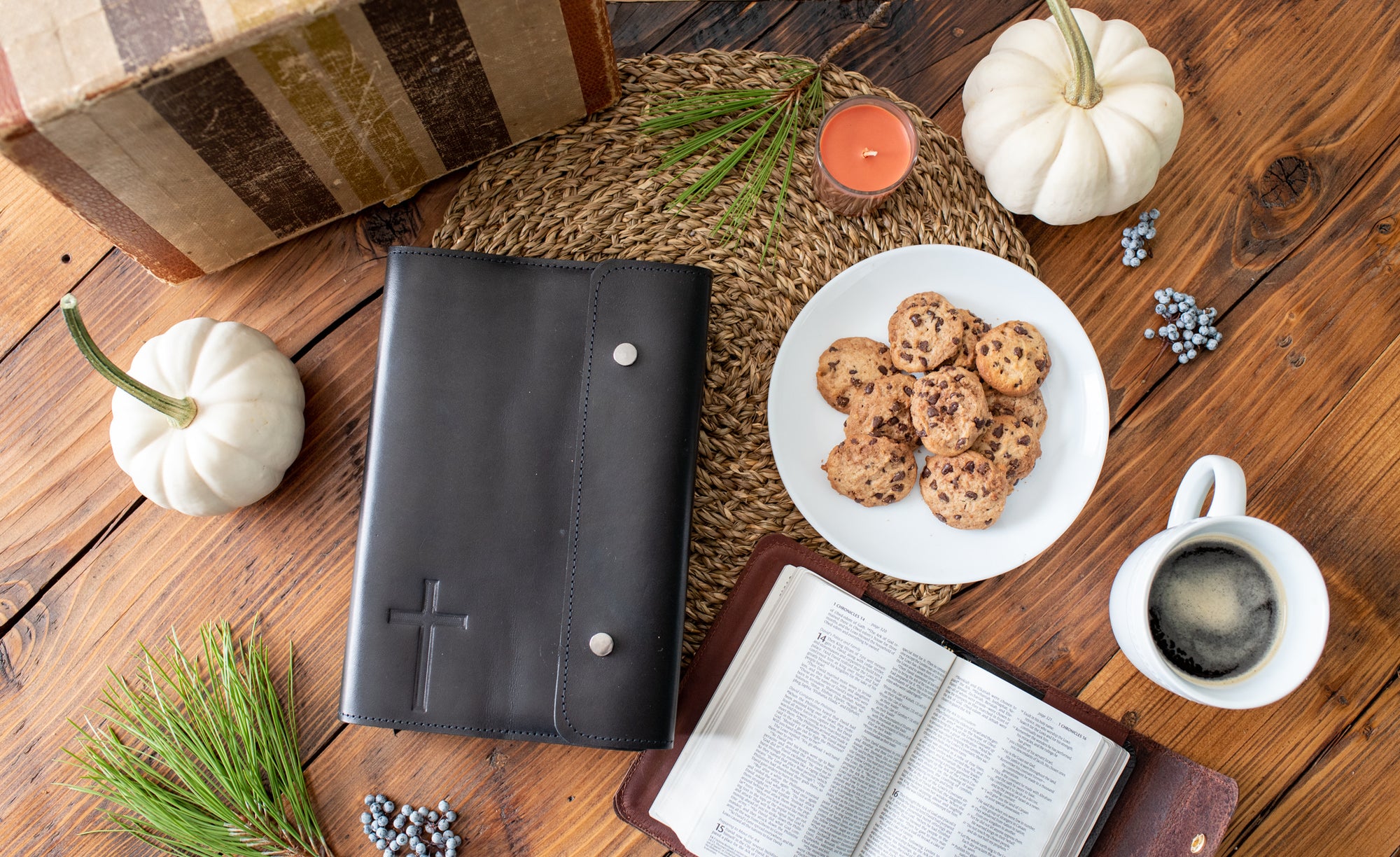 Custom Leather Bible covers on table