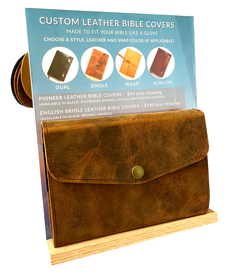 Acrylic Counter Display with Leather Bible Cover - Bookstore